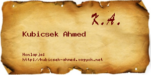 Kubicsek Ahmed névjegykártya